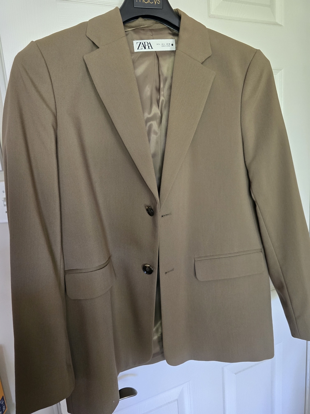 Zara Women Taupe Single-Breasted Blazer